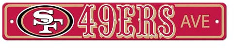 FANMATS NFL – San Francisco 49ers Straßenschild Dekor 10.2 cm x 61 cm, Kunststoff, Wandmontage, Rot, Sports, Office