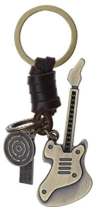 OTOTEC Gitarren Anhänger Schlüsselanhänger Vintage handgewebt Lederlegierung Schlüsselanhänger Schlüsselanhänger dekoratives Zubehör Geschenk für Frauen Männer Geldbörse Rucksack Bronze