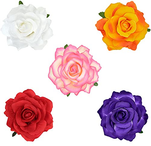 DRESHOW 5 Stücke Blume Haarspange Haarclip Rosen Haarnadeln Haarschmuck für Mädchen Damen Party Hochzeit Tänzerin