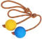 Weeyuu Rope Dog Toy, 2 Pack Ball on a Rope Dog Toys Durable Elastic Solid Rubber Balls for Fetch, Catch, Throw and Tug of War (6 cm, Blue + Yellow)