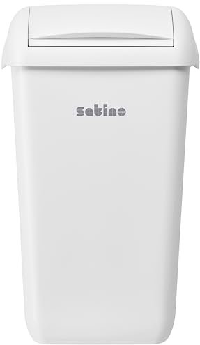 Satino by WEPA Abfalleimer I wahlweise frei stehend oder zur Wandmontage I aus weißem Kunststoff (23 Liter Kapazität - mit Deckel)