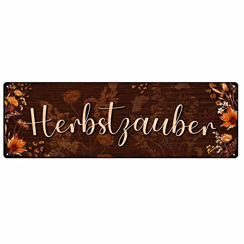 Interluxe Schild Metallschild - Herbstzauber - Türschild Flur Eingangsbereich Herbstdeko Dekoschild Blechschild