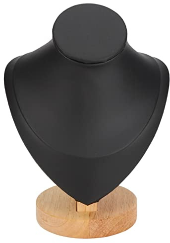 Cyrank Schmuckständer Schwarz, Büste, Kleiner Schmuckmodell-Organizer, Schmuck Ständer, 3D-Flanell-Halsketten-Präsentationsständer mit Holzsockel, Schmuckmodell, Büstenständer für Boutiquen