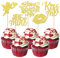 Xsstarmi 30 Pack Happy Valentine's Day Cupcake Toppers Glitter Cupid Kiss Me Love Heart Lip Cupcake Picks Be Mine Cake Decorations for Valentine's Day Theme Bridal Shower Party Supplies Gold