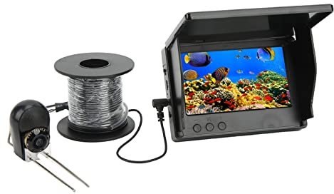 Unterwasser-Angelkamera mit heller Unterwassersicht - HD-LCD-Bildschirm Wasserdichte Fischfinder-Kamera mit hoher Auflösung und langlebigem Akku für Bootsfischen, Aquakultur, Ozean, See (30m/98,4ft)