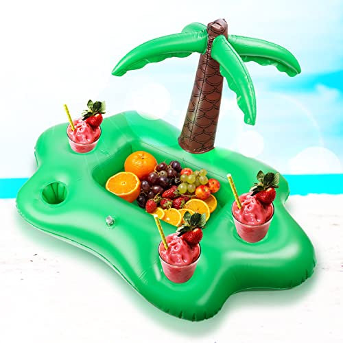 Soporte de Copa Inflable de Palmera, Barra de Piscina Inflable, Portavasos inflables, Juguetes de Piscina inflables, Portavasos Piscina Inflable para Fiestas en la Playa y en la Piscina