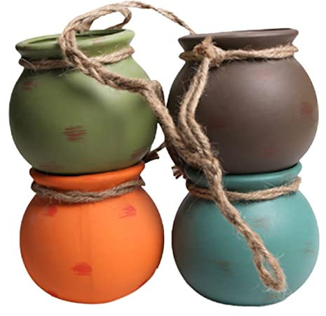 SMELEYOU Blumentopf HäNgend,Blumenampel,Makramee Blumenampel, HäNgende Saftige Pflanzer Baumelnde Keramik -Topf Deckenhalterung Mini BlüTenpflanzer FüR Garten 4pcs