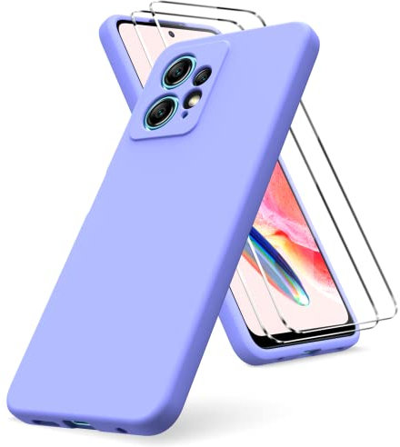 Vansdon Funda Compatible con Xiaomi Redmi Note 12 4G, 2 Unidades Protector Pantalla Cristal Templado, Silicona Líquida Gel Ultra Suave Funda- Morado