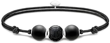 THOMAS SABO 2 Armband Karma Secret mit schwarzen Obsidian Beads mattiert 925 Sterlingsilber, Nylon A2107-172-11