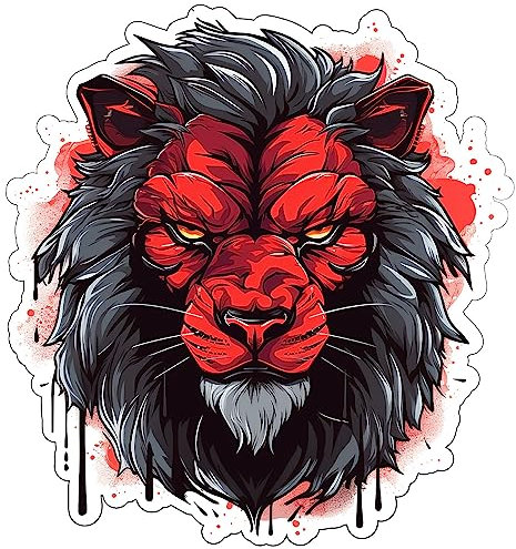 Samunshi Löwe Aufkleber Autoaufkleber für Motorrad Fahrrad Roller oder Auto Sticker Fahrrad MTB Mountainbike Rennrad Grunge Schwarz Rot Graffiti (14x15cm Löwe)