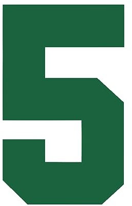 9 Jersey Number 5 Vinyl Heat Transfer Iron on Number Bold Solid Font for Football Baseball Sports T-Shirt Green