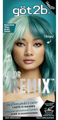 Got2b Color Remix, Customizable Semi-Permanent Hair Color, 097 Peacock Teal
