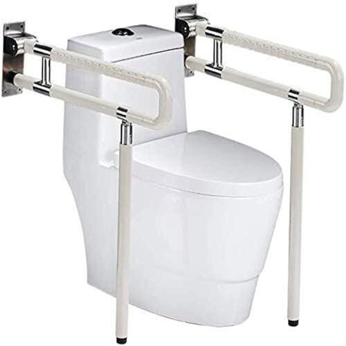 KEESUNG Toiletten Wandstützgriff Klappgriff, Edelstahl WC Toiletten Klappgriff Stütz-Haltegriff Dusche WC Stützhilfe Aufstehhilfe Sicherheitsgriff für Senioren Behinderte Schwangere/Weiß, 60CM