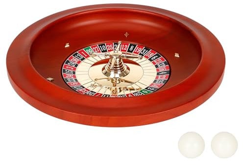 Ygebet Roulette de casino en bois massif de 27,9 cm pour adultes – Double 0