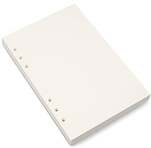 Bidponds A5 Blanko-Papier, Nachfüllpapier, 6-Fach Gelocht für Planer, Notizen, 80 Blatt/160 Seiten, 14 x 21 cm, Beige (1)