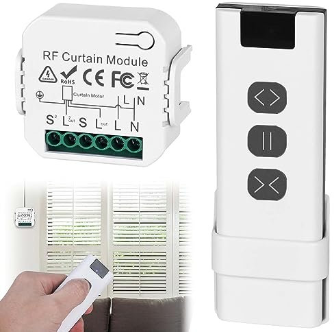 Funk Rolladensteuerung Nachrüstset: Rolladenschalter aus RF Fernbedienung + Empfänger Modul, Smart Jalousieschalter, Smart Relais Modul Schalter Set für Rolladen, Jalousien, Markisen