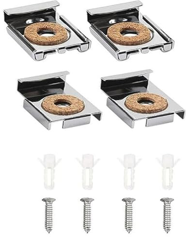 Aretro Clip a specchio in metallo cromato senza cornice caricata a molla in vetro da appendere alla parete del bagno kit di fissaggio per WC con raccordi