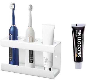 SVOCK Support Brosse a Dent Électrique Mural sans Percage, Porte Brosse à Dents Electrique Aciers Inoxydables, 3 Trous Electric Toothbrush Holder, Absorbe l'eau Et Résiste à l'Humidité