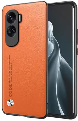 EASSGU Funda para Honor 90 Lite 5G (6.7 Inches), Carcasa de Teléfono de Estilo Empresarial con Respaldo de PU Cuero - Naranja