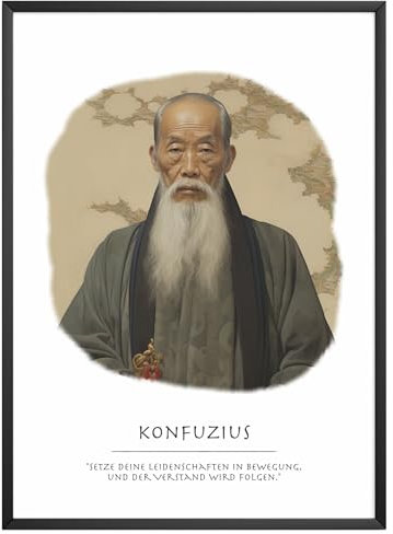 MJ-Graphics - Chinesische Weisheit Poster mit Konfuzius Motivationsspruch - Philosophie Poster | Wandbild Din A3 in Galerie Qualität extra dickes Posterpapier - FineArt Kunstdruck ohne Bilderrahmen