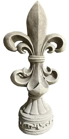 OriginalPaul Skulp & Betondesign Steinfigur der französischen Lilie für Elegante Dekoration - Frostsicher 48cm Hoch und 5kg schwer
