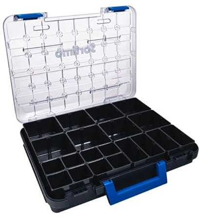 Sortimo T-BOXX 320 – Inkl. 12 Insetboxen H63 & 8 Trennwände – Transparenter Deckel für schnellen Überblick – Robuster, leichter Kunststoff – Kompatibel mit Fahrzeugeinrichtungen & WorkMo