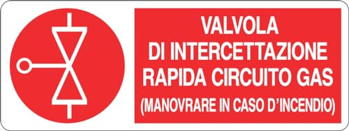 GLOBAL CARTELLO SEGNALETICO UNI - VALVOLA DI INTERCETTAZIONE RAPIDA CIRCUITO GAS - Adesivo Extra Resistente, Pannello in Forex, Pannello In Alluminio (30x12 cm, Adesivo)