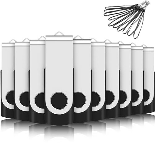 Cle USB 4 Go, EASTBULL Clé USB 2.0 Flash Drive Clef USB Pivotant Stockage Disque Mémoire Stick Pendrive avec 10 Cordes (4GB*10PCS)