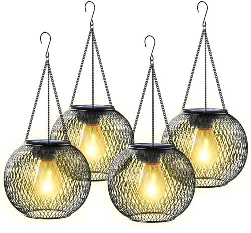 KagoLing Solarlaterne für den Außenbereich, verbesserte Hängende Solarleuchten, als Weihnachtsdekoration, Dekorative Beleuchtung, Wasserdicht, Baumlaterne für Garten, Hof, Terrasse, Weg, 4 Stück