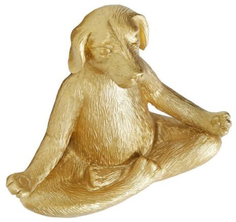 Luxshiny Meditierende Hundestatue Zen-Hundefigur Harz-Hund-Yoga-Skulptur Garten Zuhause Desktop-Dekoration Ornament