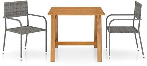 Sufrk 3-TLG. Garten-Essgruppe Grau Gartengarnitur Essgruppe TerassenmöBel AußEn - 3068721