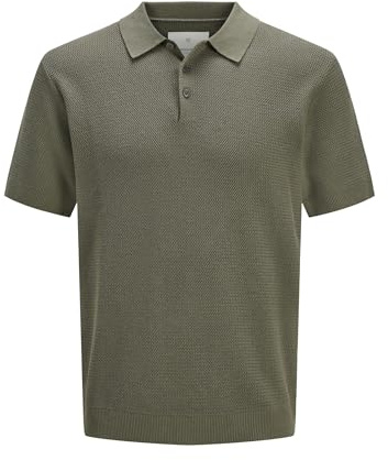 JACK & JONES Men's Jprcccooper Knit Polo Ss Sn, Tea Leaf, L