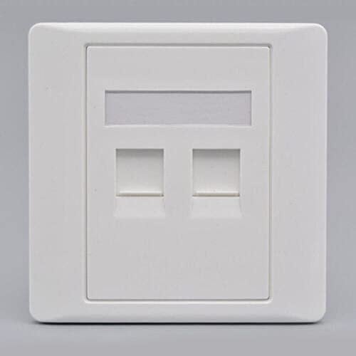RJ45 Socket Ethernet Cat6 Wall Socket Single Port/2 Port Flat Wall Plate For CAT6 Network Cable, RJ45 LAN Faceplate Internet Straight Plug Outlet (LAN x 2)