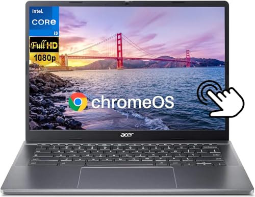 acer Chromebook Plus 514 Laptop con pantalla táctil, laptop Chromebook de negocios 2024, FHD de 14 pulgadas, Intel 8-Core i3-N305, 8GB LPDDR5 RAM, 512GB SSD, Wi-Fi 6E, cámara web 1080P, lector de