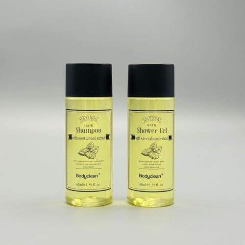 Lot de 60 Bouteilles de shampoing Gel Douche bodyclean 40 ML Parfum Amande