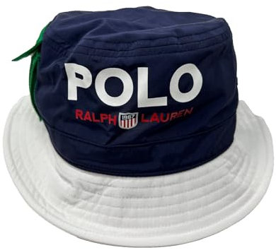 POLO RALPH LAUREN Verstellbarer Fischerhut mit Seitentasche, Marineblau, Weiß Mu, S/M