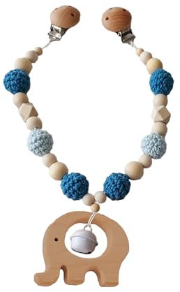 Kinderwagenkette Holz (Blau, Türkis, Elefant Alternativ)
