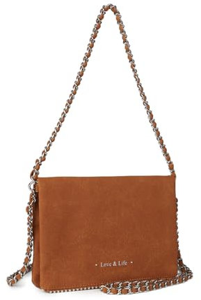 Gladdon Klein Handtasche für Damen, Kleine Umhängetasche Mit Reißverschluss Schultertasche Crossbody Tasche Mit Magnetschnalle elegante Clutch Abendtasche Metall Dekorative(Braun)