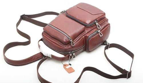PBTMCD Männer & Frauen Retro Handgemachte Kapazität Leder Brusttasche, Große Lässige Schulter Umhängetasche, Umhängetasche(Coffee)