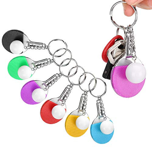 6 Pièces Porte-clés PingPong, Mini Raquette de Tennis de Table Porte-clés en Métal et Caoutchouc Porte-clés Meilleur Porte-clés de Sport pour Sacs Sac à Dos Porte-clés pour Les