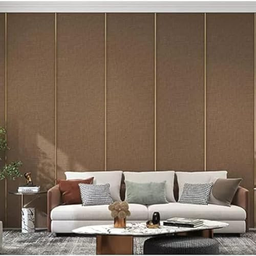 Panneaux de papier peint autocollant en lin doux pour salon et cuisine Motif tête de lit capitonnée Marron 65 x 260 cm