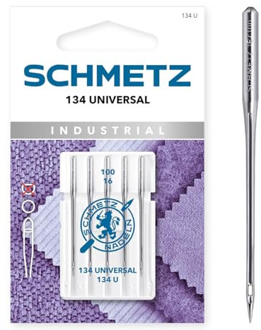 SCHMETZ | 5 Nähmaschinennadeln | 134 Universal | 134 U | Nadeldicke 80/12 | Mit 2 mm Rundkolben für Schnellnäher mit Nadelsystem 134, 134R, DPx5, 135X5 oder SY 1955
