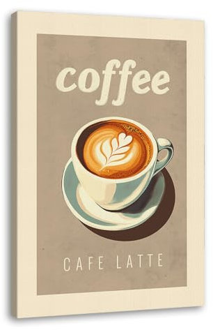 Peinture sur toile Americano Espresso Cafe Latte Cappuccino - Décoration murale pour cuisine, café, salle à manger (SKU02, 20 x 30 cm), encadré)