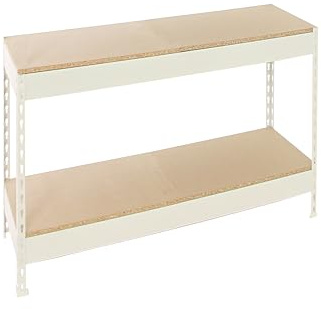 PROREGAL Schwerlastregal Wood Beast Two | HxBxT 90x120x75cm | Fachlast 600kg | Weiß Standregal Werkstattregal Lagerregal Kellerregal