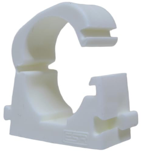 10 x Scharnierklemmen 25 mm für Rohr, Rohr und Rohre, Kunststoff, weiß, ineinandergreifbar nebeneinander