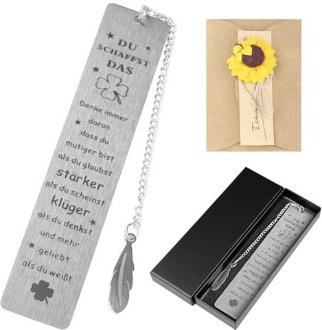 Du Schaffst Das, Glücksbringer Prüfung Geschenke, Ruhestand Geschenk,Lesezeichen personalisiert für Frauen,Geschenke für Lehrer,Studenten und Kollegen, mit 1 Handgemachte Grußkarte