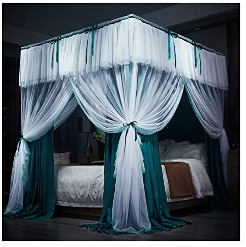 NZPOST Baldacchino per Letto a Castello di Lusso, Tenda per Letto con Supporto per Tubo in Acciaio Inossidabile, zanzariera per Quattro Stagioni (A2 200x220