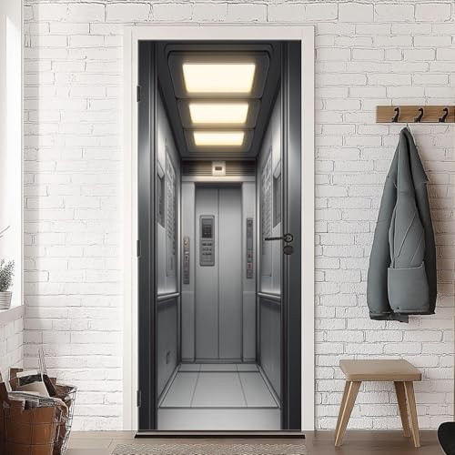 Selbstklebend Türbekleben Aufzug Türtapete 88x200 cm, TürPoster Aufzug Türbilder 3D Türaufkleber Dekoration Poster Tapete Türfolie, PVC Fototapete Wandtattoo Tür Tapeten m.509