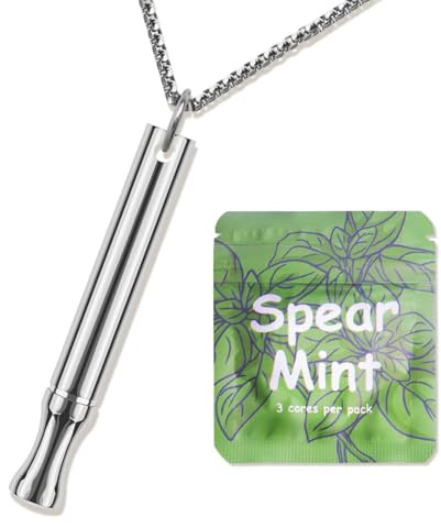 Breathing Necklace with Resistance, Mint Flavoured Anxiety Necklace with Filter for Anxiety Relief, Breathing Necklace Gift for Women, Men