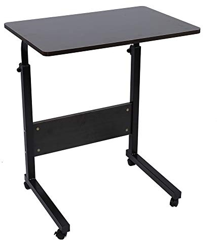 Riuulity Support Réglable pour Ordinateur Portable, Table de Lecture Portable pour Le Bureau à Domicile avec Rouleaux de 71,5 à 85 Cm de Hauteur, Matériau en Acier au Carbone (Couleur Noyer)